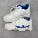 OFF-WHITE Out Of Office OOO Low Tops For Walking "White Dark Blue SS22"