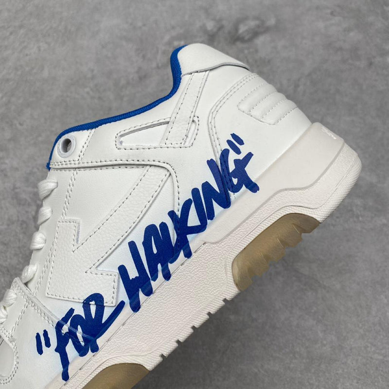 OFF-WHITE Out Of Office OOO Low Tops For Walking "White Dark Blue SS22"