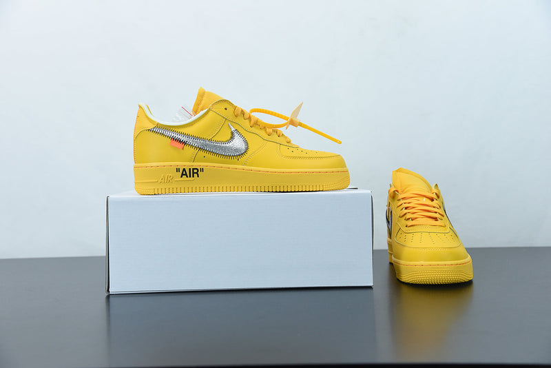 Nike Air Force 1 X Off White University Gold Metallic Silver