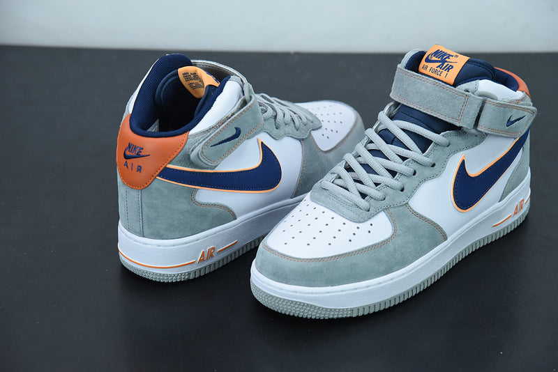 Nike Air Force 1 Mid Midnight Blue Orange Dark Grey