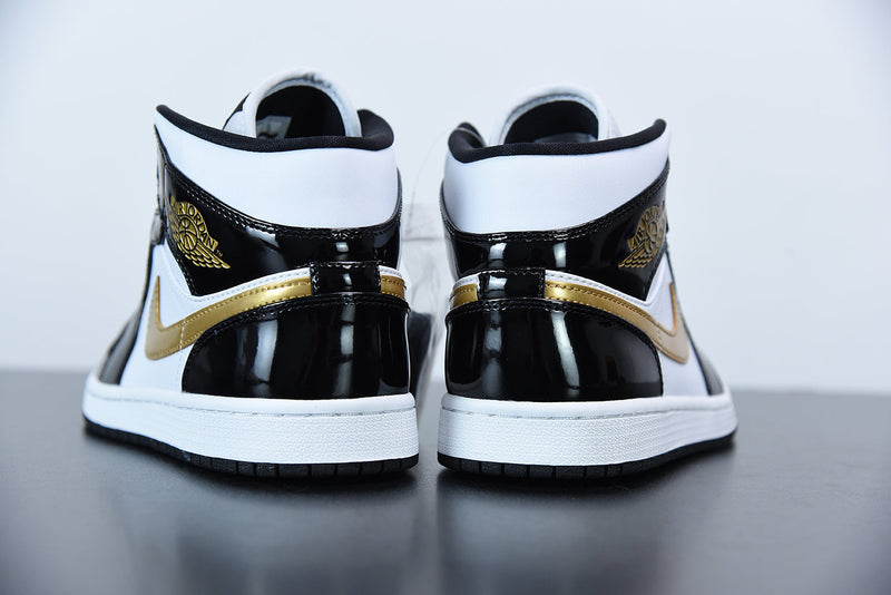 Nike Air Jordan 1 Mid Black Metallic Gold White