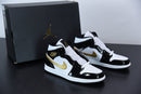 Nike Air Jordan 1 Mid Black Metallic Gold White